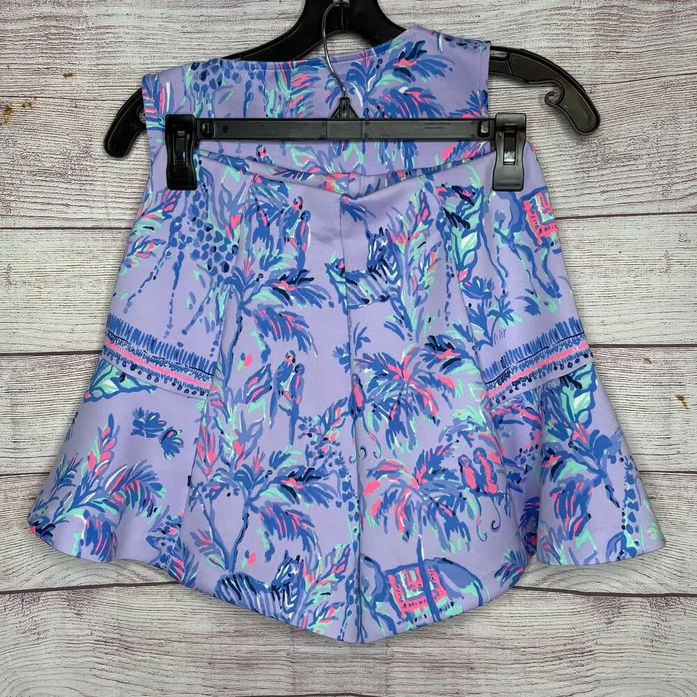 Lilly Pulitzer Neri Crop Top & Shorts 2 Piece Set Lilac Fruity Monkey Small - Picture 9 of 13